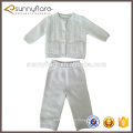 nuevo diseño moda bebé blanco niños suéter pantalones setsater